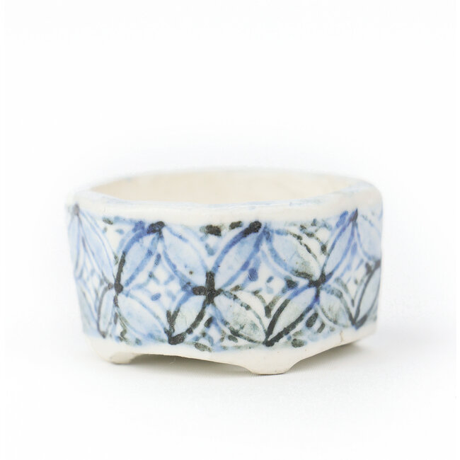 Achthoekige veelkleurige Higosanji-bonsaipot - 22 x 22 x 12 mm