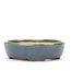 Oval blue and green Yozan bonsai pot - 130 x 110 x 35 mm