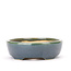 Oval blue and green Yozan bonsai pot - 130 x 110 x 35 mm