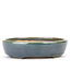 Oval blue and green Yozan bonsai pot - 130 x 110 x 35 mm