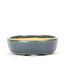 Oval blue and green Yozan bonsai pot - 130 x 110 x 35 mm