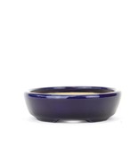 Eimei ( Yozan kiln) Ovaler blauer Yozan-Bonsai-Topf - 100 x 83 x 25 mm