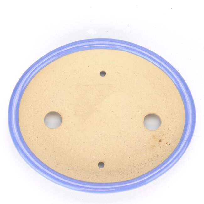 Oval blue Shouzan bonsai pot - 105 x 85 x 25 mm