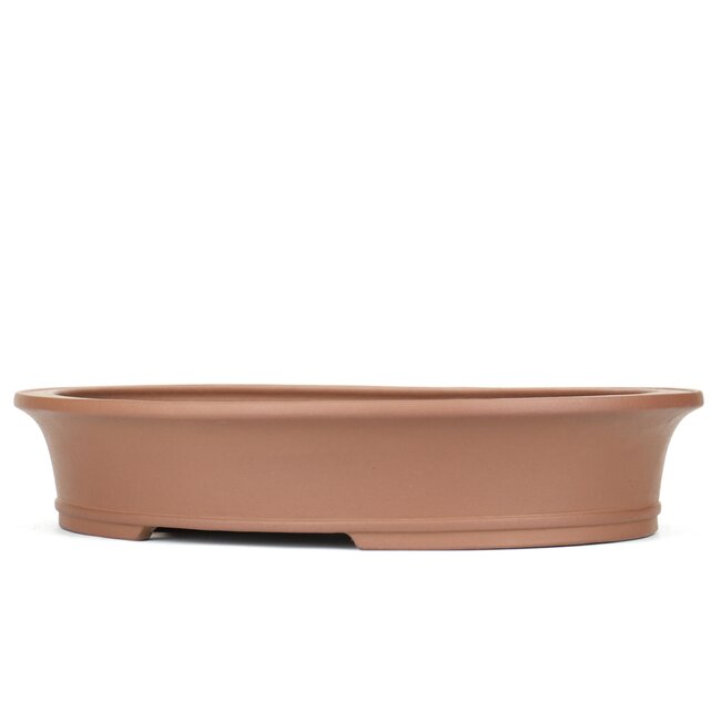 Oval unglazed bonsai pot by Kisen - 463 x 452 x 86 mm