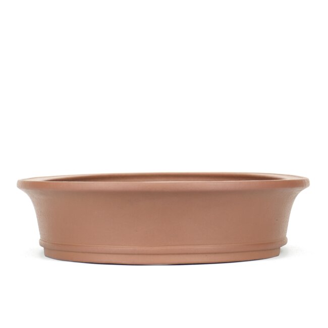 Oval unglazed bonsai pot by Kisen - 463 x 452 x 86 mm