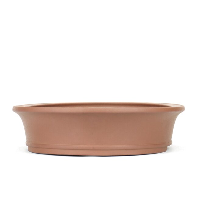 Oval unglazed bonsai pot by Kisen - 463 x 452 x 86 mm