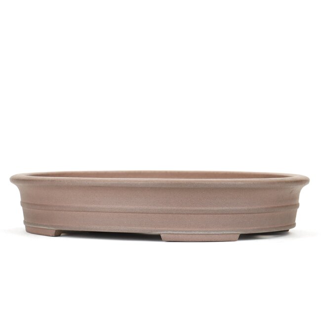 Oval unglazed bonsai pot by Kisen - 415 x 435 x 75 mm