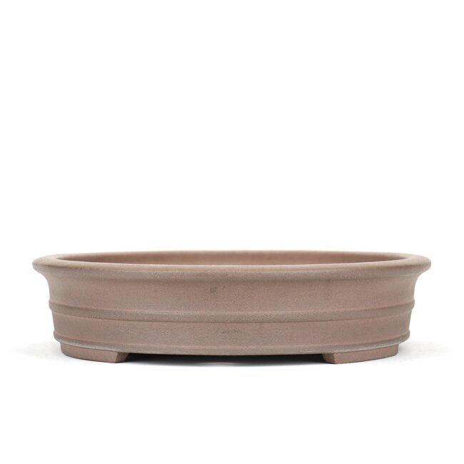Oval unglazed bonsai pot by Kisen - 415 x 435 x 75 mm