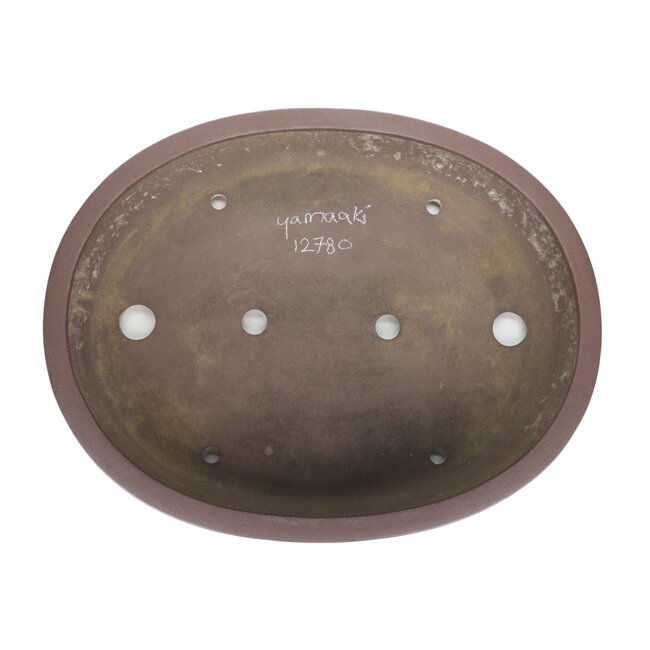 Oval unglazed bonsai pot by Yamaaki - 490 x 385 x 90 mm