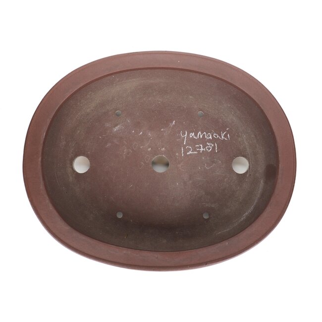 Oval unglazed bonsai pot by Yamaaki - 340 x 280 x 100 mm