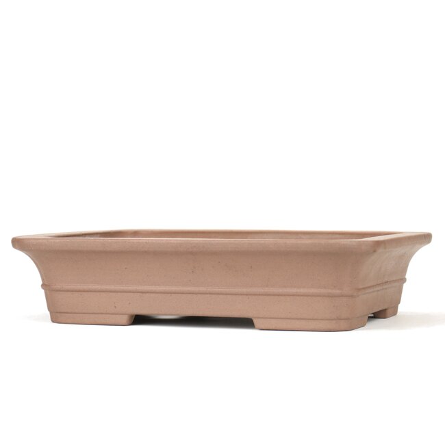 Maceta de bonsai rectangular sin esmaltar de Keizan - 370 x 300 x 90 mm