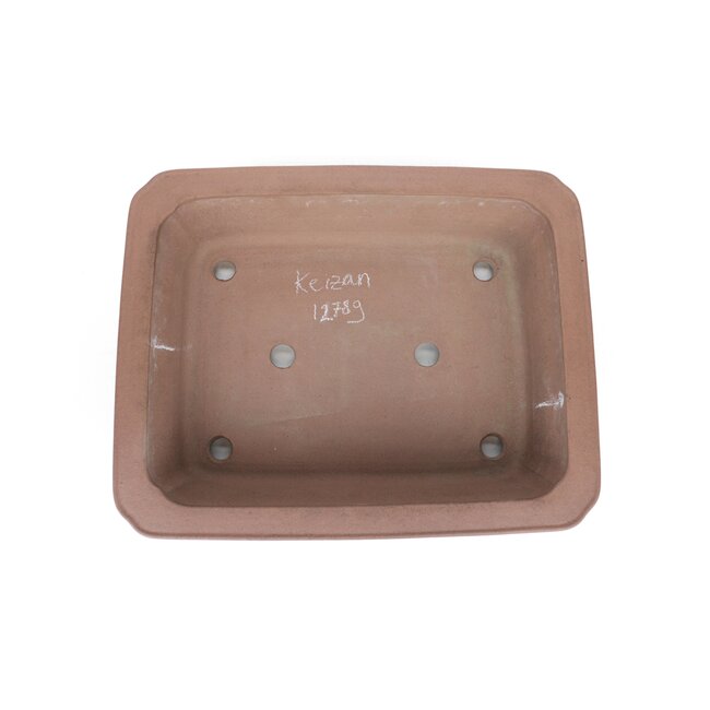 Maceta de bonsai rectangular sin esmaltar de Keizan - 370 x 300 x 90 mm