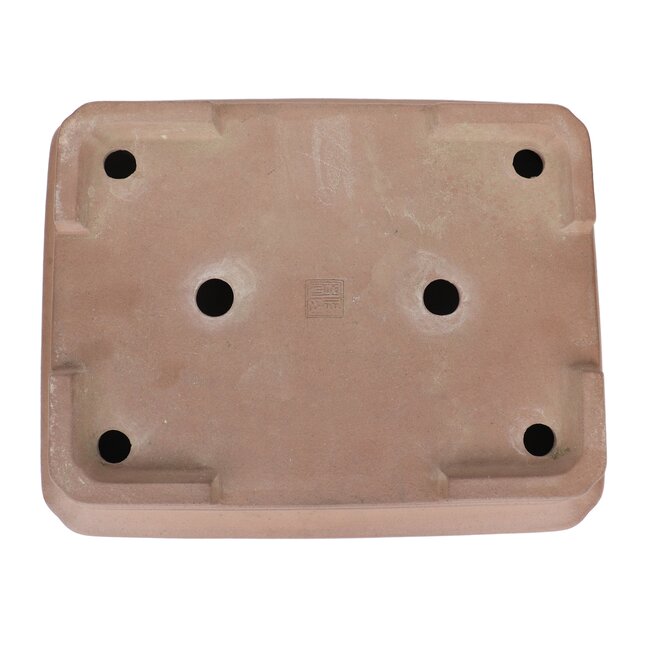 Maceta de bonsai rectangular sin esmaltar de Keizan - 370 x 300 x 90 mm
