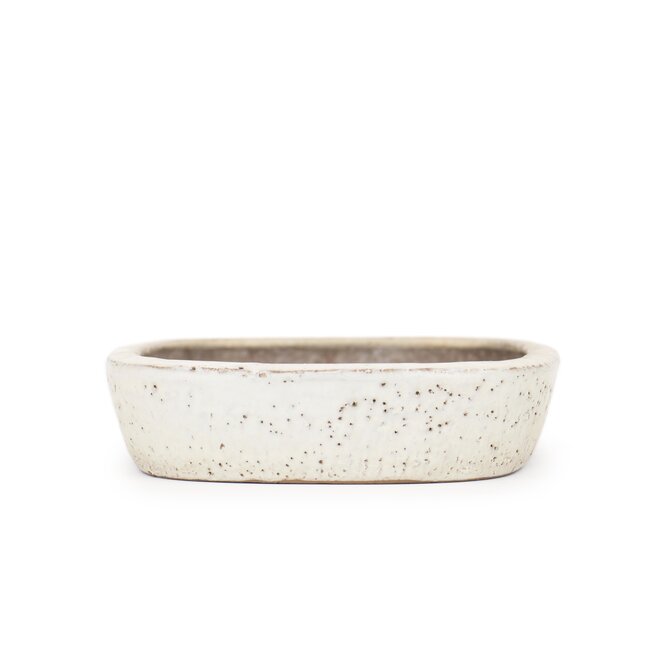 Rectangular off-white bonsai pot by Shuhou - 350 x 260 x 60 mm