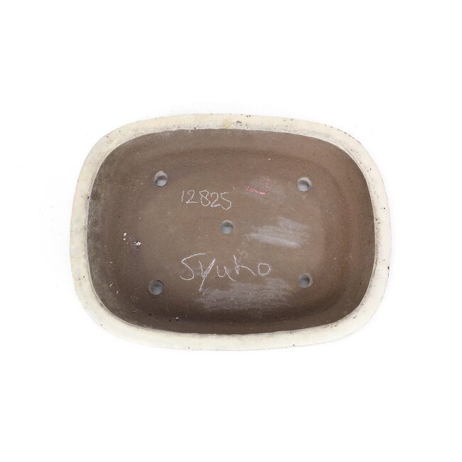 Pot à bonsaï rectangulaire blanc cassé de Shuhou - 350 x 260 x 60 mm