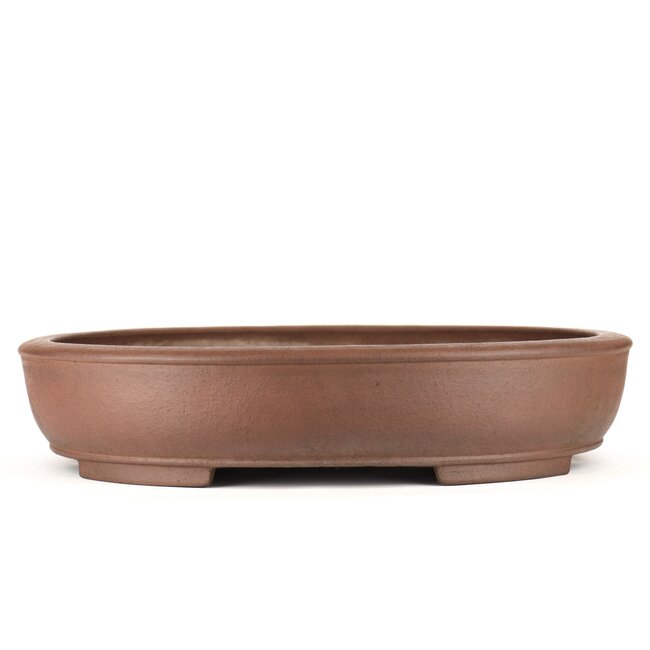 Oval unglazed bonsai pot by Keizan - 465 x 375 x 95 mm