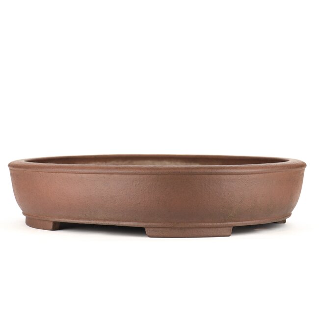 Oval unglazed bonsai pot by Keizan - 465 x 375 x 95 mm