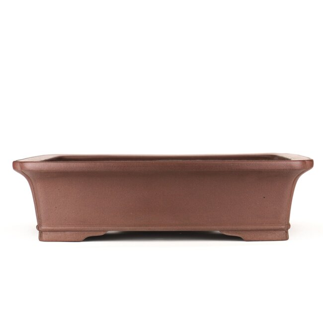 Rectangular unglazed bonsai pot by Ikkodo - 465 x 370 x 120 mm