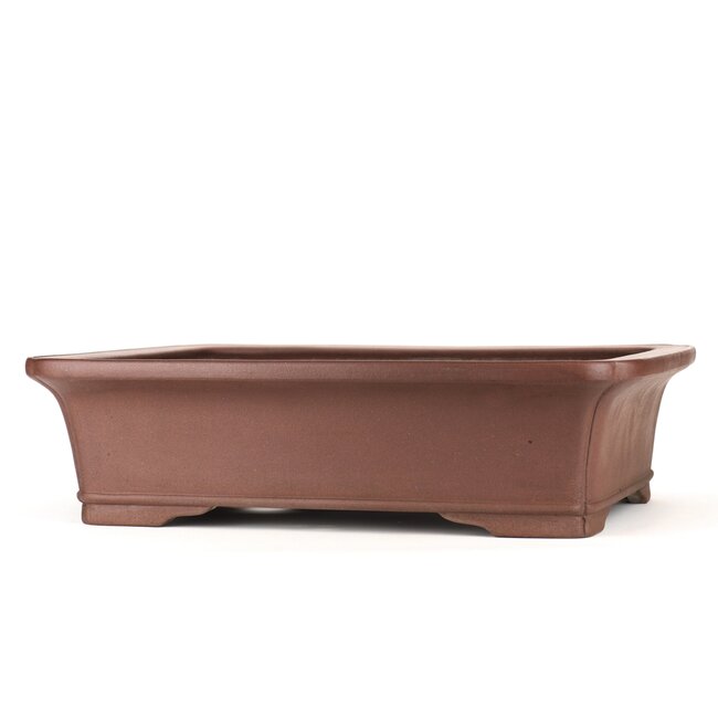 Rectangular unglazed bonsai pot by Ikkodo - 465 x 370 x 120 mm