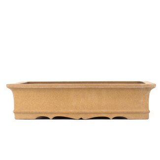 Zenigo (Matsushita Masuo) 390 mm rectangular unglazed bonsai pot by Zenigo, Japan