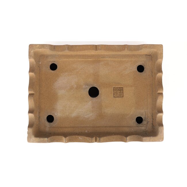 Rectangular unglazed bonsai pot by Zenigo - 390 x 290 x 90 mm
