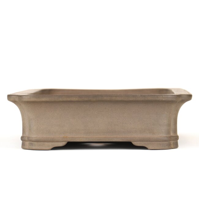 Maceta de bonsai rectangular sin esmaltar de Keizan - 415 x 305 x 90 mm