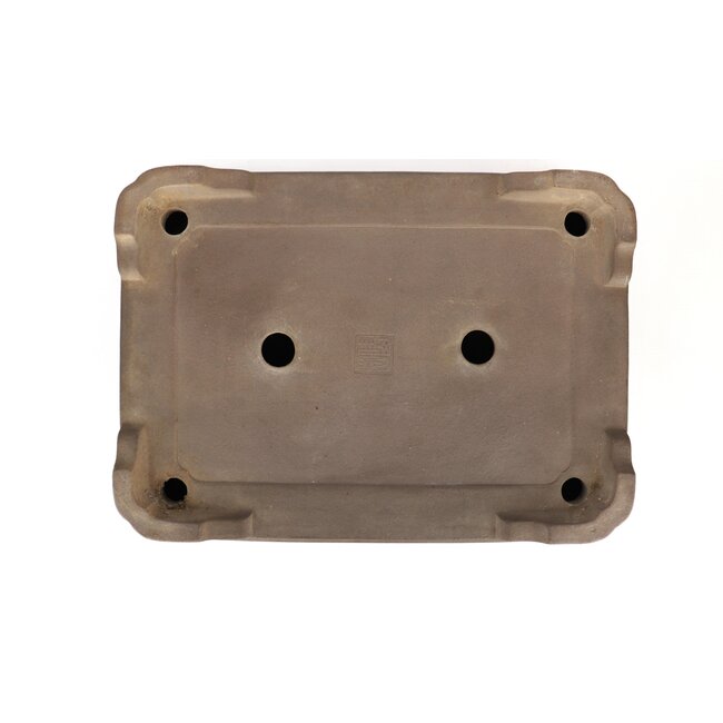 Rechthoekige ongeglazuurde bonsaipot van Keizan - 415 x 305 x 90 mm