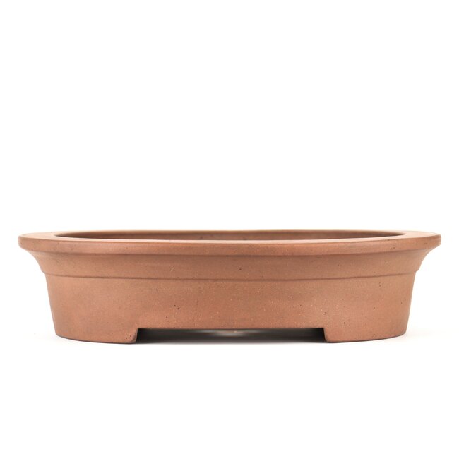 Oval unglazed bonsai pot by Keizan - 365 x 295 x 85 mm