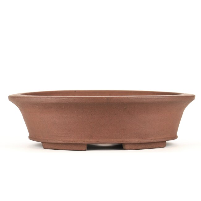 Oval unglazed bonsai pot by Shozan - 330 x 270 x 90 mm