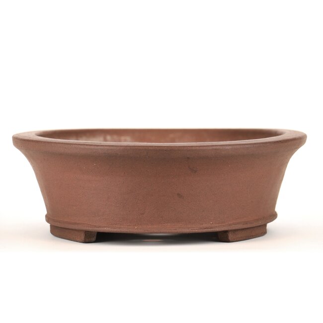 Oval unglazed bonsai pot by Shozan - 330 x 270 x 90 mm
