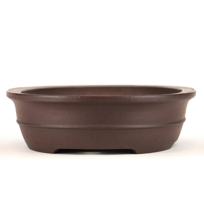 Oval unglazed bonsai pot by Yamaaki - 370 x 285 x 90 mm