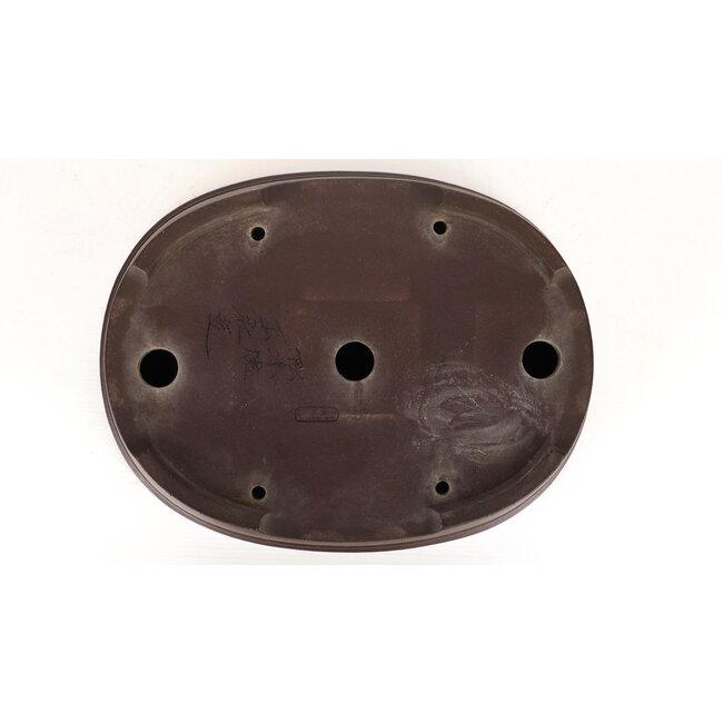 Oval unglazed bonsai pot by Yamaaki - 370 x 285 x 90 mm