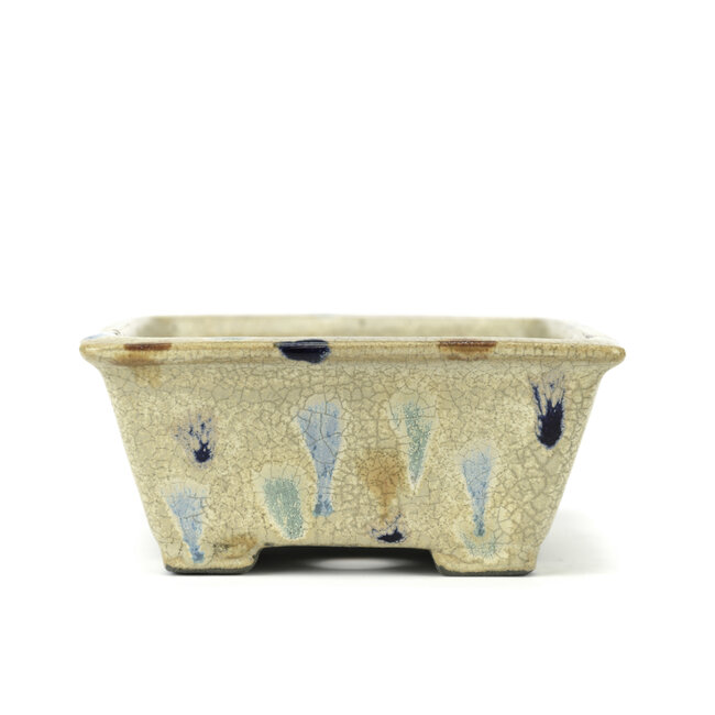 Vaso bonsai rettangolare multicolore di Terahata Satomi Mazan - 155 x 135 x 63 mm