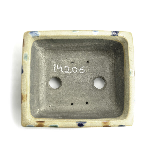 Maceta rectangular para bonsáis multicolor de Terahata Satomi Mazan - 155 x 135 x 63 mm