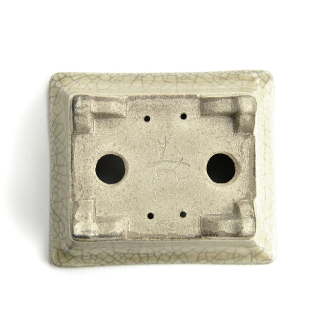 Rechthoekige beige bonsaipot van Terahata Satomi Mazan - 145 x 125 x 58 mm