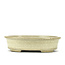 Oval beige bonsai pot by Terahata Satomi Mazan - 140 x 115 x 38 mm