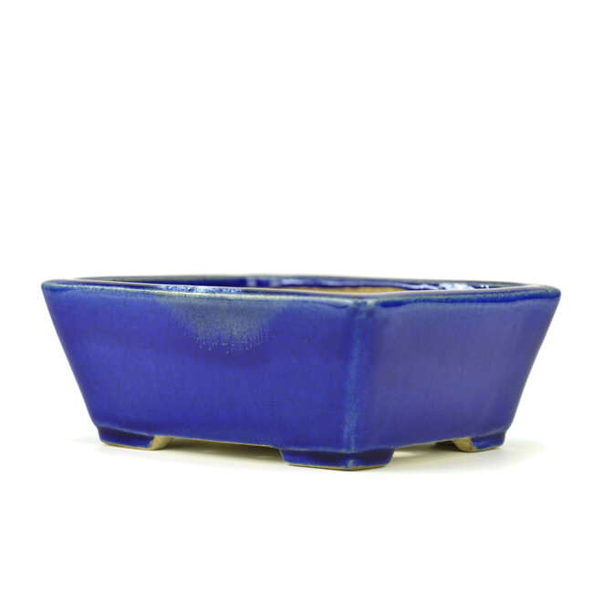 Rechthoekige blauwe bonsaipot van Terahata Satomi Mazan - 165 x 140 x 65 mm