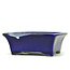 Rectangular blue bonsai pot by Terahata Satomi Mazan - 158 x 136 x 65 mm