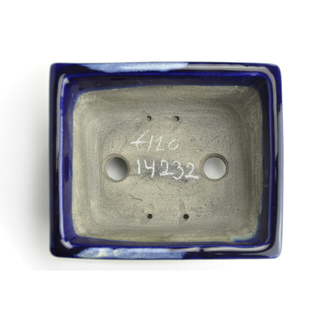 Rechthoekige blauwe bonsaipot van Terahata Satomi Mazan - 158 x 136 x 65 mm