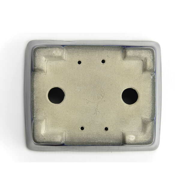 Pot à bonsaï rectangulaire bleu par Terahata Satomi Mazan - 157 x 128 x 55 mm