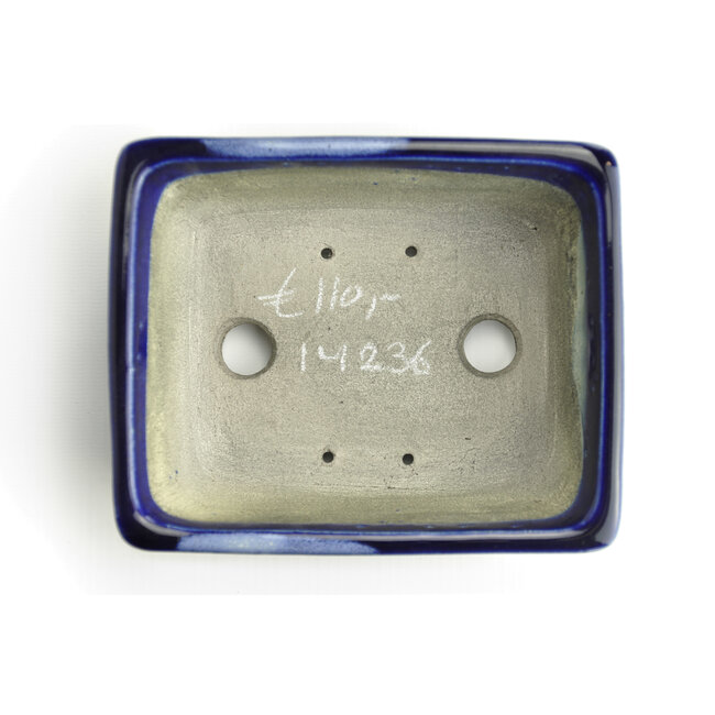 Rechthoekige blauwe bonsaipot van Terahata Satomi Mazan - 157 x 128 x 55 mm