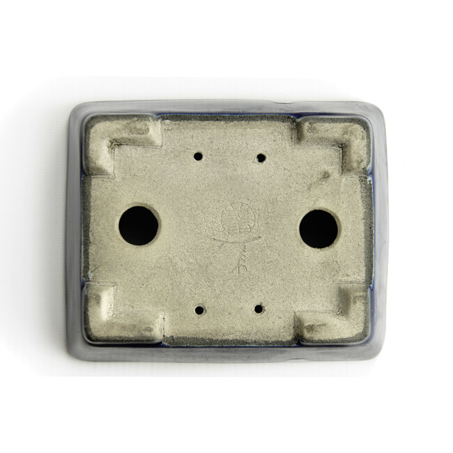 Pot à bonsaï rectangulaire bleu par Terahata Satomi Mazan - 157 x 128 x 55 mm