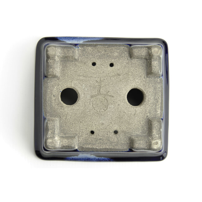Maceta de bonsai rectangular azul de Terahata Satomi Mazan - 145 x 135 x 60 mm
