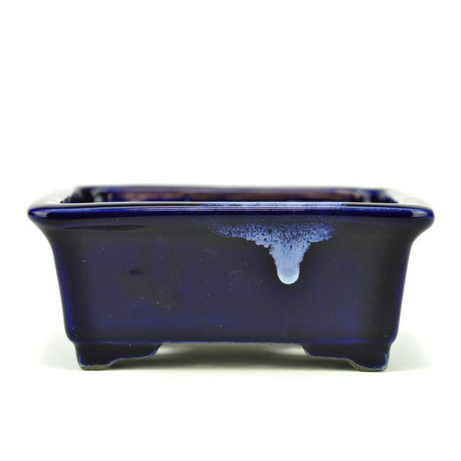 Rechteckiger blauer Bonsai-Topf von Terahata Satomi Mazan - 145 x 135 x 60 mm