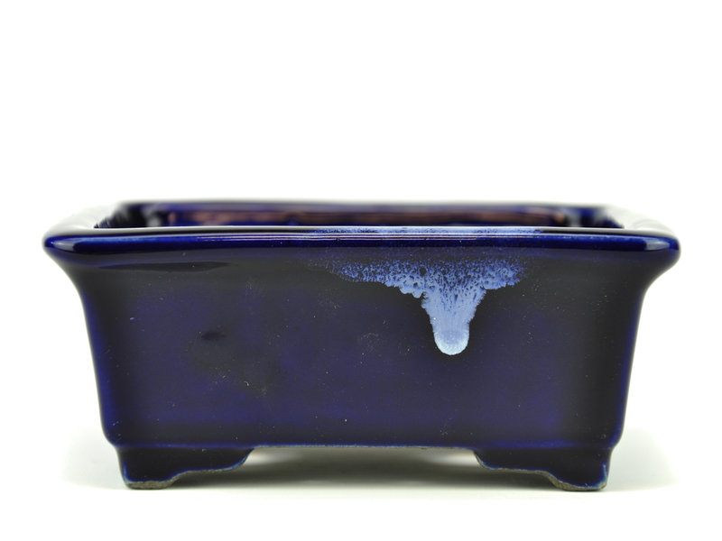 Rechteckiger blauer Bonsai-Topf von Terahata Satomi Mazan - 145 x 135 x 60 mm