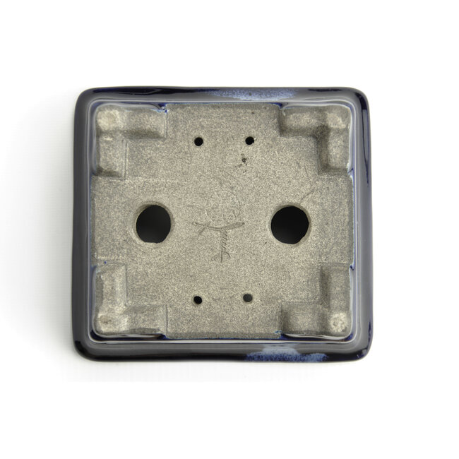 Rectangular blue bonsai pot by Terahata Satomi Mazan - 145 x 135 x 60 mm