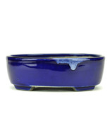 Satomi Mazan, Mazan Terahata Ovaler blauer Bonsai-Topf von Terahata Satomi Mazan - 160 x 135 x 52 mm