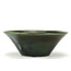 Round green bonsai pot by Terahata Satomi Mazan - 195 x 195 x 75 mm