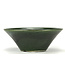 Round green bonsai pot by Terahata Satomi Mazan - 195 x 195 x 75 mm