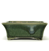 Rechteckiger grüner Bonsai-Topf von Terahata Satomi Mazan - 160 x 135 x 63 mm